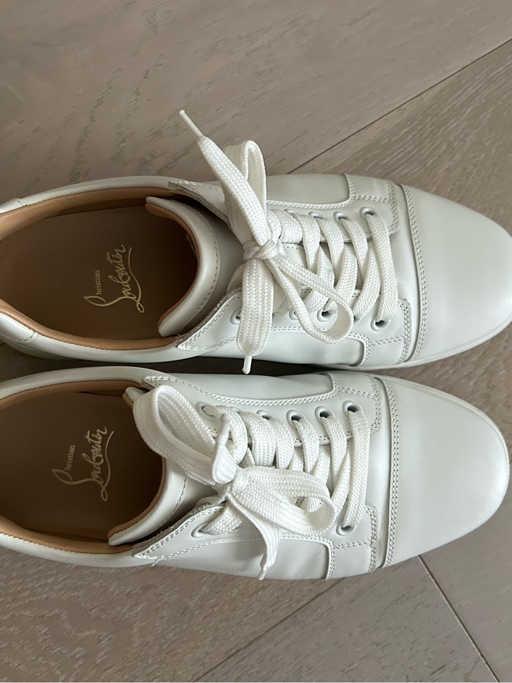 Christian Louboutin White Leather Low-Top Sneakers - very clean interior